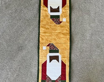 Black Santa Quilted Table Runner for Christmas