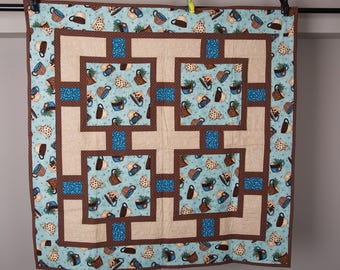 Coffee or Tea Cup Quilted Wall or Lap Quilt