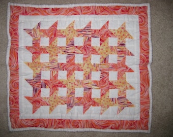 Orange and White Quilted Wall Hanging