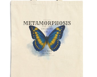 Sac fourre-tout en coton Metamorphosis Butterfly — 2 Corinthiens 5:17