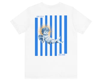 -shirt Chubby Baby Angel Luke 2:13-14 | Motif paradis à rayures bleues
