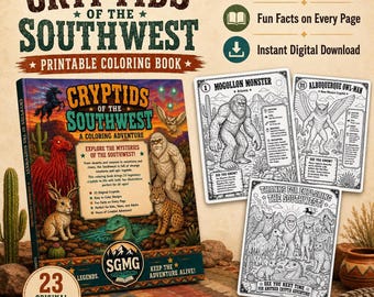 Cryptid Coloring Adventure: 23 Southwest Creatures in Printable PDF