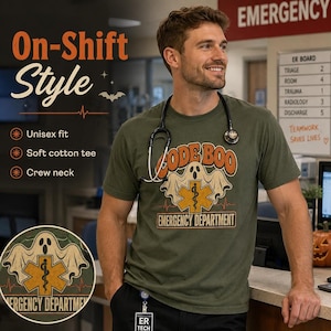 Doktor Halloween Code Boo Akutmottagning T-shirt | Spöklik EMT-design