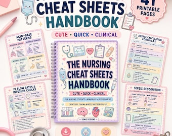 Nursing Cheat Sheets Handbook printable digital download