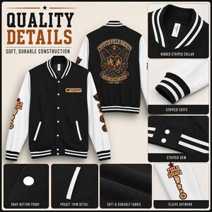 Cryptid Jacket, Patchwork Design Letterman Varsity with Bold Emblem image 10