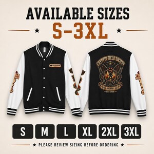 Cryptid Jacket, Patchwork Design Letterman Varsity with Bold Emblem image 5
