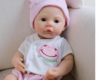 Muñeca bebé reborn de silicona completa de 30 cm, recién nacido realista, cuerpo suave y flexible.
