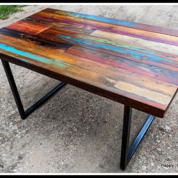 Custom Reclaimed Wood Dining Table // Desk // Console // Coffee Table // Paint and Patchwork Stains