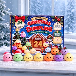 Christmas Dumpling Advent Calendar 2026, 24 Squishy Dumpling Toys, Fidget Christmas Countdown, Kids Gift, Stocking Stuffer