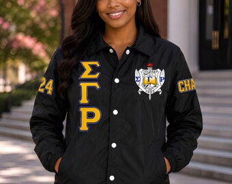 Sigma Gamma Rho Greek Line Jacket, Greek Letter Varsity Jacket,  Fraternity Sorority Jacket, Nylon Bomber Jacket, Custom Greek Life Jacket,