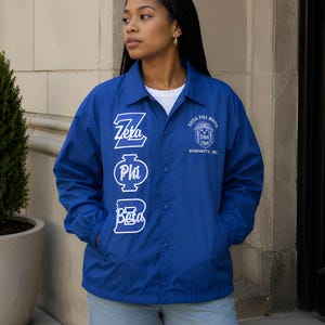 Kurtka Zeta Phi Beta Greek Line, kurtka uniwersytecka z greckimi literami, kurtka bractwa studenckiego, nylonowa kurtka typu bomber, spersonalizowana grecka kamizelka ratunkowa,