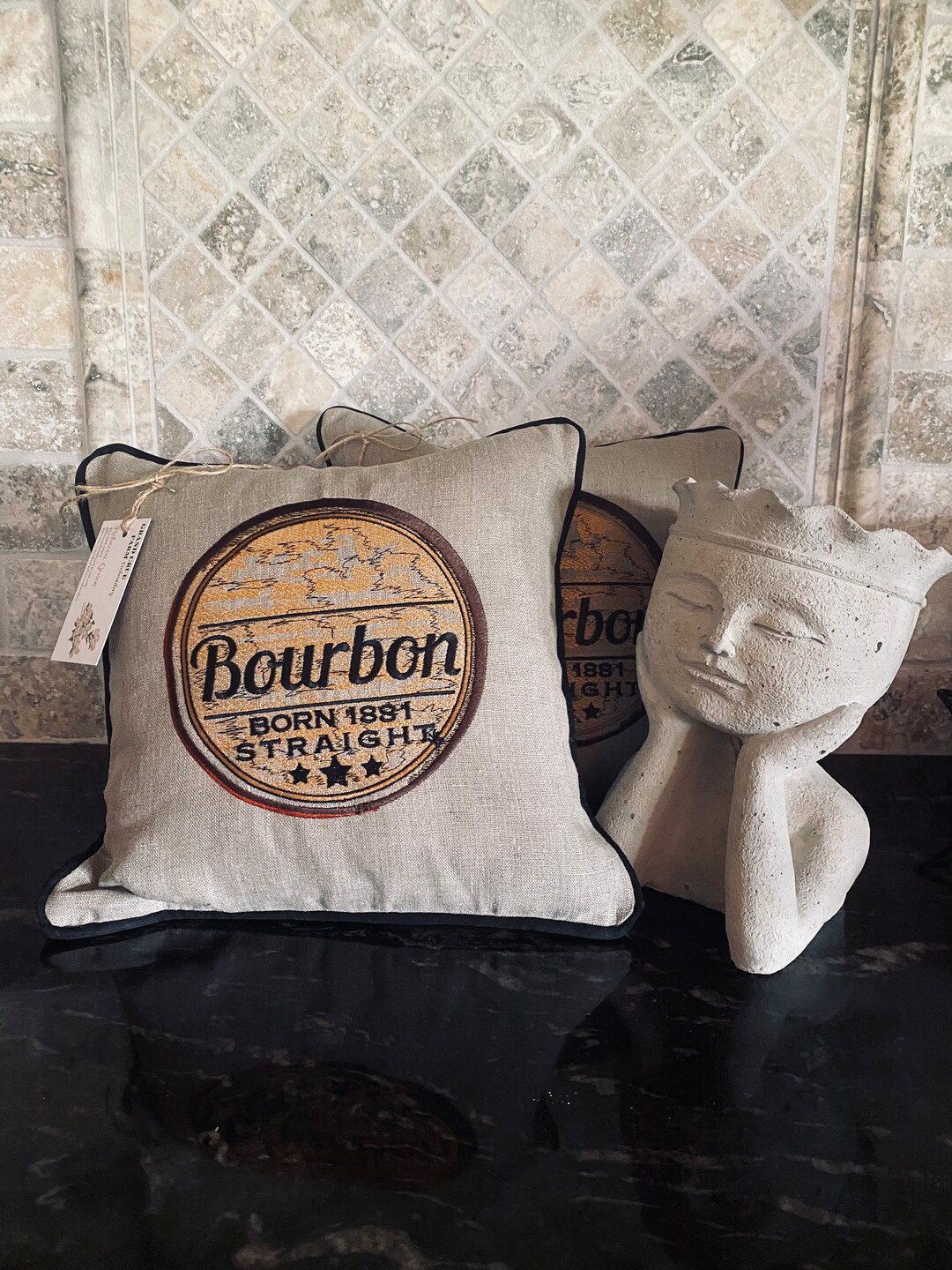 Bourbon/bourbon Pillow/bar Decor/embroidered Bourbon Barrel Etsy
