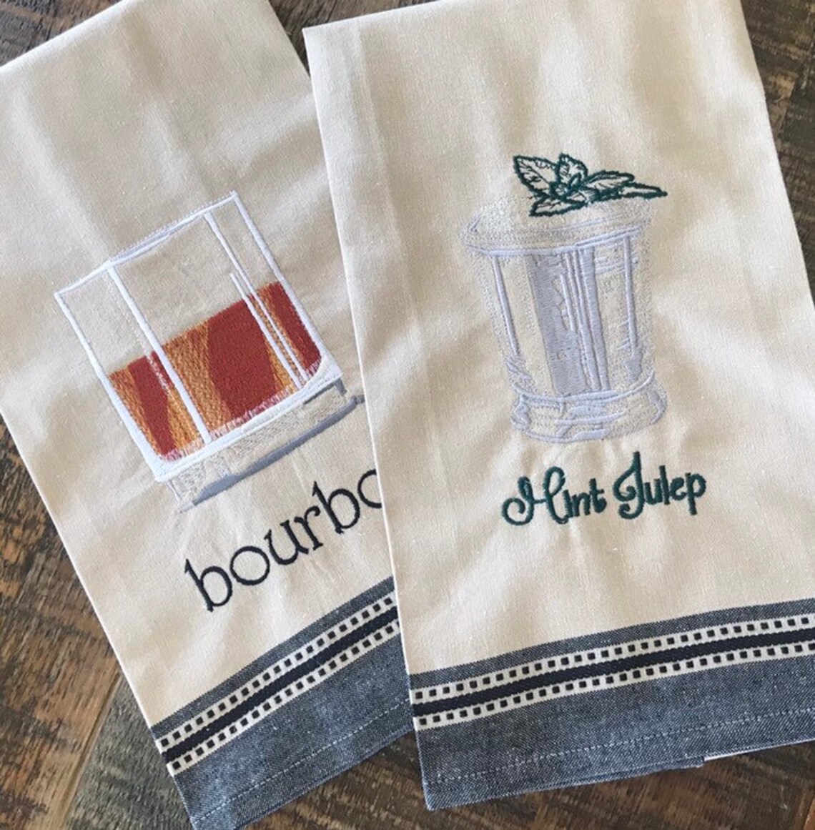 Bourbon Lovers Bar Towels/Kentucky Derby Decor/Embroidered Bar Etsy