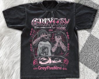 Komfortfärgad Greyday-skjorta, G59-merchandise, unisex rappskjorta, vintage rappskjorta