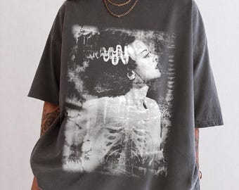 Frankensteins brud i vintage-stil, comfort color-skjorta, gotisk skjorta, halloween-skjorta