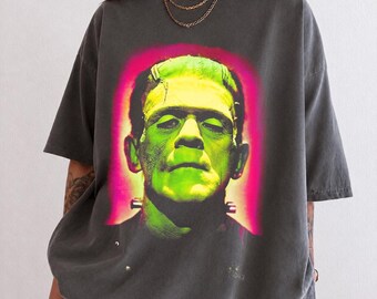 Vintage Frankenstein Comfort Color-skjorta, gotisk skjorta, Halloween-skjorta