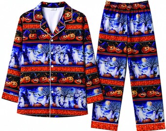 Halloween familjematchande pyjamas, spökpumpa-pyjamaset, läskiga familjepyjamas, Halloweenpyjamas för barn och vuxna, matchande nattkläder