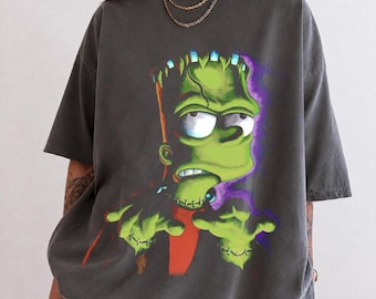 Vintage Simpson Frankenstein Comfort Color-skjorta, Gotisk skjorta, Halloween-skjorta