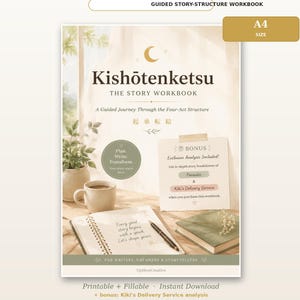Kishotenketsu Story Structure Workbook | Four-Act Novel Plotting Planner A4 Printable & Fillable PDF | Outline Planner + Bonus +Extra Sheets