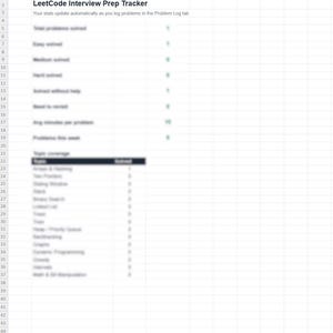 LeetCode Tracker-kalkylblad | Förberedelser inför kodningsintervju | Studieplan för programvaruingenjör (Excel/Google Sheets) bild 2