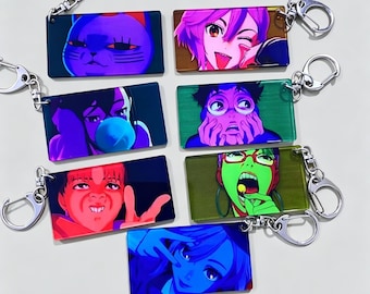 Llavero de anime ocultista estilo vidriera, colgante para bolso con temática de manga sobrenatural, accesorio coleccionable de acrílico, regalo de cumpleaños