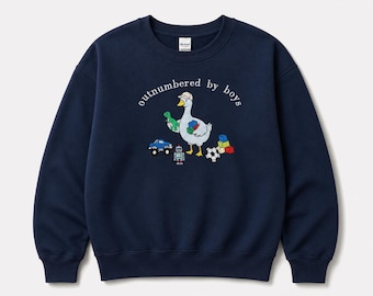 Broderad tröja med broderi för pojkar och mamma, rund halsringning med gåsbroderi, present till pojkars mamma, tröja med broderi för pojkar