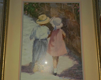 XL Ivan Anderson Signed Matted & Framed Children Portrait Impressionism Print
