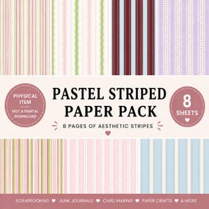 Pastellrandigt scrapbookpapperspaket | 8 sidor skräpjournalbakgrunder
