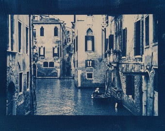 Handmade cyanotype | Indigo print | Art | Sun print | Wall decor | Unique wall art | Venice
