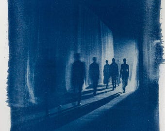 Handmade cyanotype | Indigo print | Art | Sun print | Wall decor | Unique wall art | People