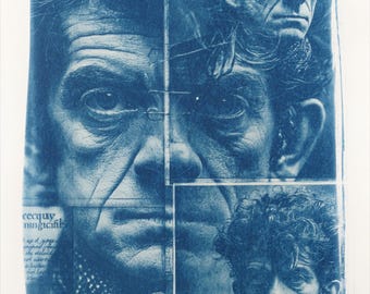 Handmade cyanotype | Indigo print | Art | Sun print | Wall decor | Unique wall art | Fragmented Face