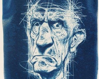 Handmade cyanotype | Indigo print | Art | Sun print | Wall decor | Unique wall art | Head