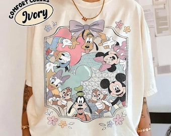 Vintage Coquette Bow Disney Epcot Mickey And Friends Shirt, Disney Trip Shirts, Epcot World Tour Tee, Disneyworld Shirt, Comfort Colors Tee.