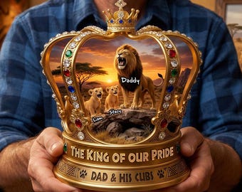 Personalized Roaring Dad Plaque | Custom Lion & Cubs Acrylic Gift for Father's Day, Dad Birthday, Grandpa, Papa, Unique Family Keepsake