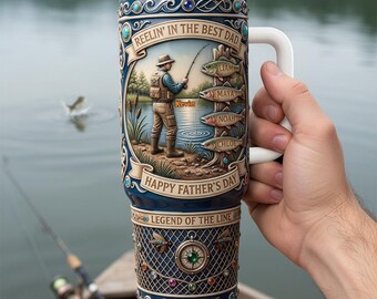 Personalized Reelin' In The Best Dad Tumbler | Custom Fishing Tumbler Gift for Fisherman Dad | Father's Day Gift for Him