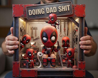 Personalized Funny Deadpool Dad & Kids Acrylic Plaque - Custom Father's Day Gift for Dad, Unique Super Hero Papa Humor Wall Art Decor