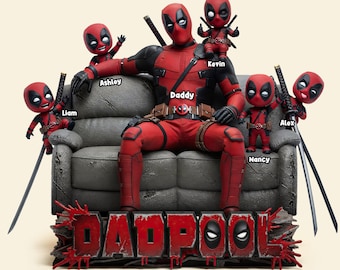 Personalized Dadpool Acrylic Plaque for Dad - Custom Hero Squad Gift with Kids Names, Unique Father's Day Superhero Decor