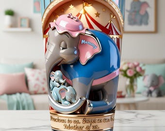 Personalized Elephant Mom Tumbler, Custom 'Mother of Us' Drinkware, Mother's Day Gift for Mama, Stainless Steel Cup for Her