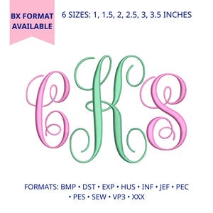 In elkaar grijpend monogram borduurlettertype, BX-lettertype, initiaal schrift, elegante machineborduurletters