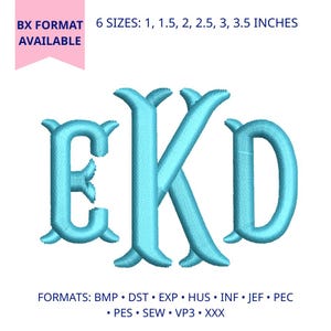Fishtail Monogram Embroidery Font, BX Font, Satin Initial Alphabet, Classic Machine Embroidery Letters
