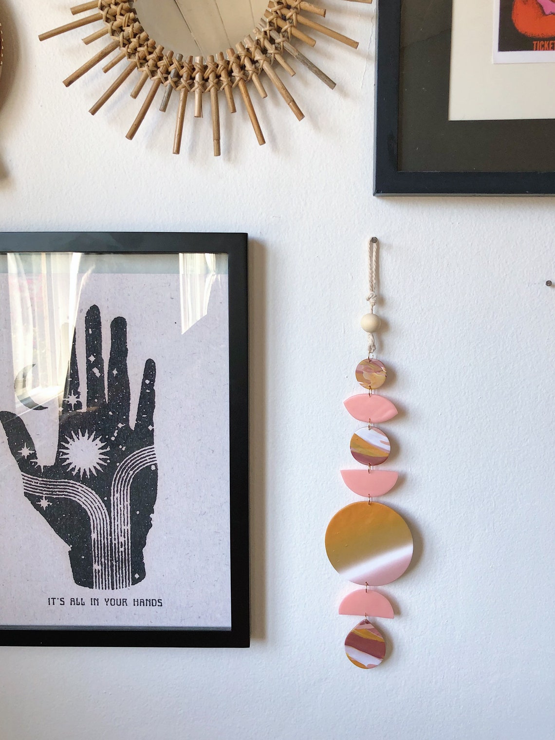 Polymer clay wall hanging/gradient art/clay wallhanging/boho Etsy