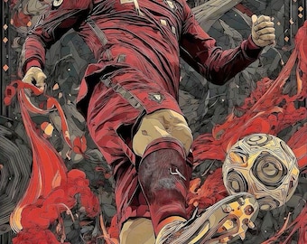 Pakiet tapet artystycznych Cristiano Ronaldo, plakat piłkarski CR7 Portugalia (pobieranie cyfrowe)