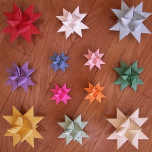 Folded Paper Froebel Stars-Choose Your Color/Colors Set of 12 image 1