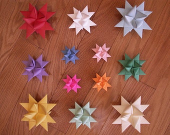 Folded Paper Froebel Stars-Choose Your Color/Colors Set of 12