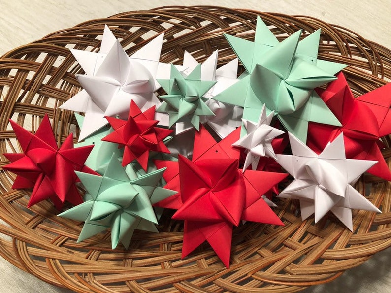 Folded Paper Froebel Stars-Choose Your Color/Colors Set of 12 image 4