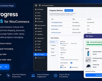 WooCommerce Cart Progress Notices Plugin | Free Shipping Bar & Cart Message Plugin for WordPress Stores