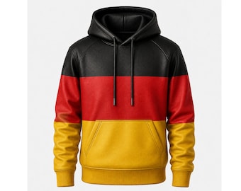 Mens German Flag Hoodie, Black Red Gold Color Block Hoodie Germany Pride Pullover Mens Streetwear Hoodie Deutschland Sweatshirt Gift for Him