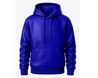 Men’s Genuine Leather Hoodie Jacket – Premium Handmade Blue Leather Pullover Hoodie – Luxury Streetwear Leather Sweatshirt for Men