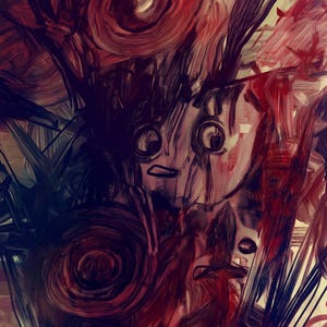 Póster abstracto "Caos Rubí Atrevido" / Arte mural expresionista abstracto / Descarga imprimible instantánea