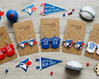 Custom Blue Jays Earrings with Player Jerseys and Team Logo